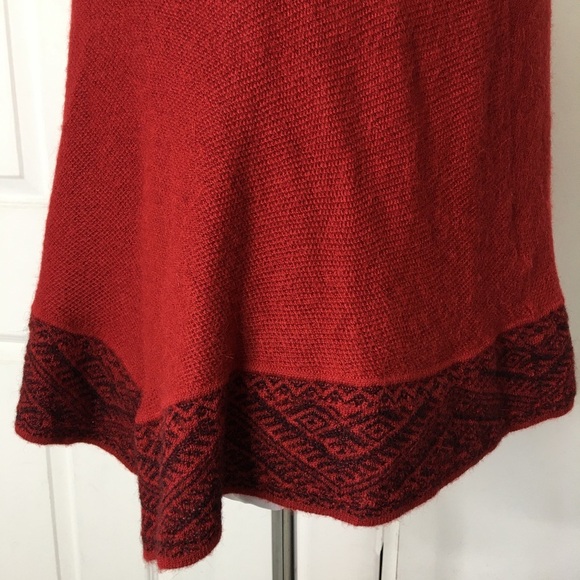 Women's Red Poncho Sweater - Picture 3 of 12